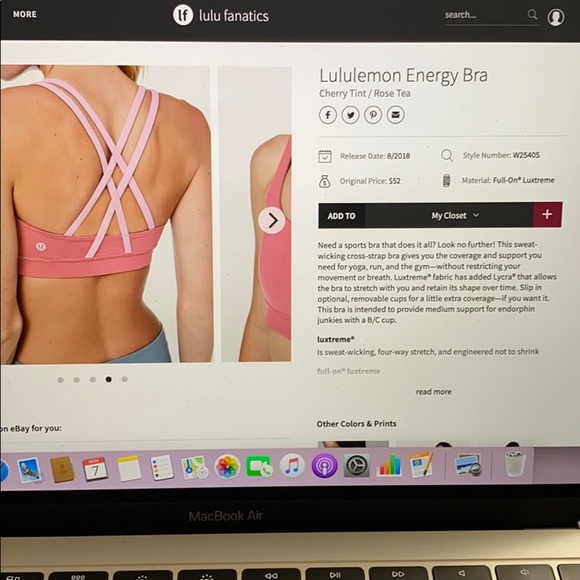 Lululemon Cherry Tint Rose Tea Energy Sports Bra - Picture 11 of 11